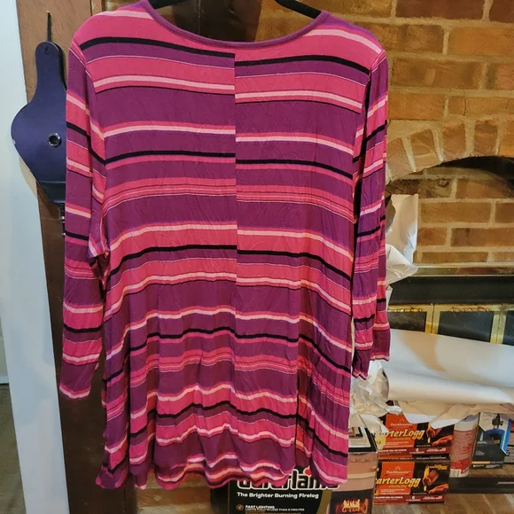 Lane Bryant Vibrant Striped 3/4 Sleeve Swing Tee Size 18/20 - Picture 2 of 4